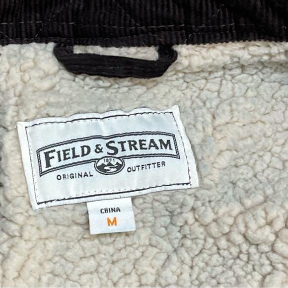 Field & Stream Men’s M Sherpa Lined Green Plaid Corduroy Flannel Shirt Jacket - Picture 11 of 12
